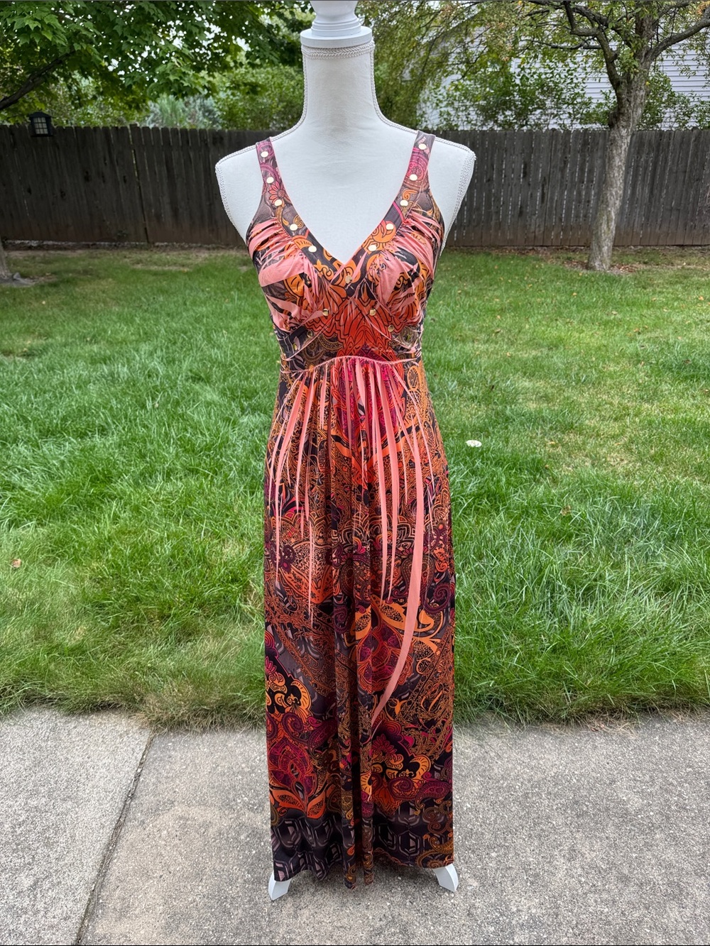 Live and let live colorful boho tank maxi dress L